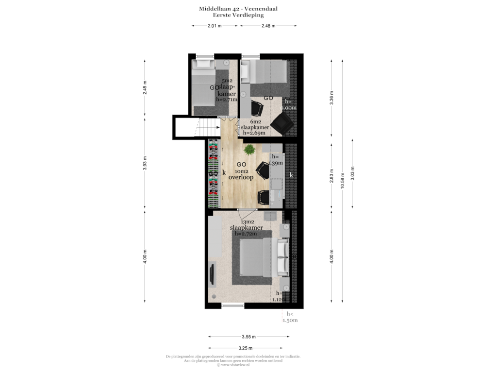 Bekijk plattegrond van EERSTE VERDIEPING van Middellaan 42