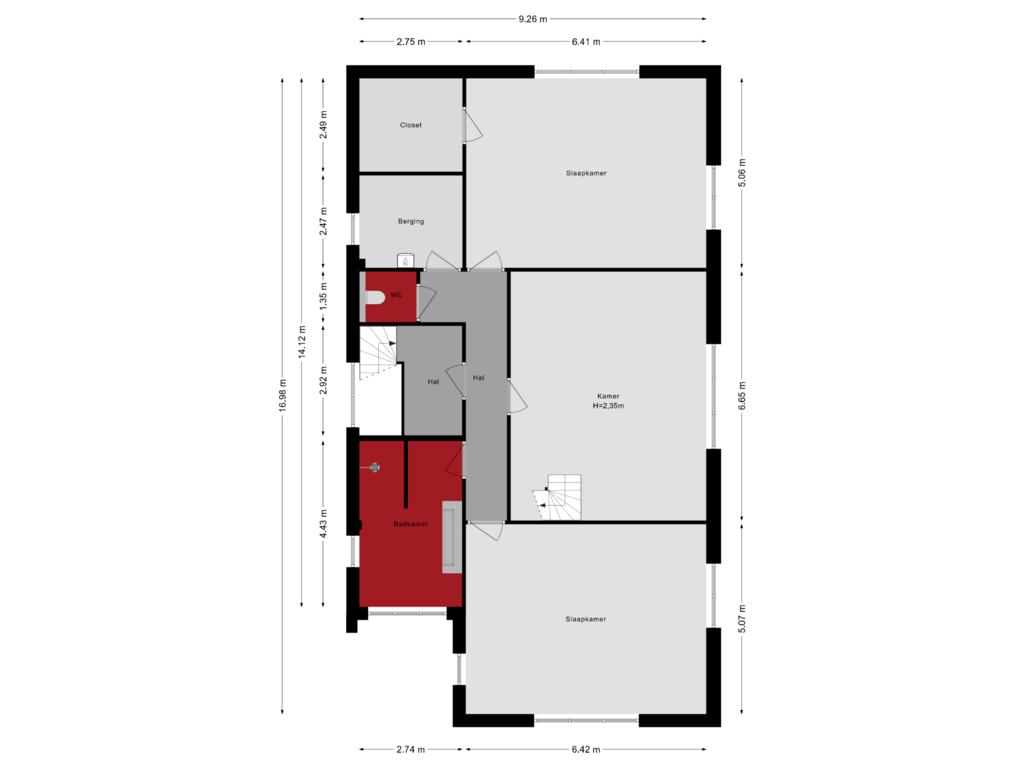 Bekijk plattegrond van 1e verdieping van Kerkmeesterstraat 4