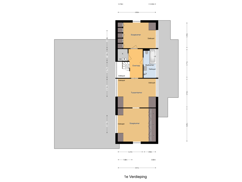 View floorplan of 1e Verdieping of Molendijk 6