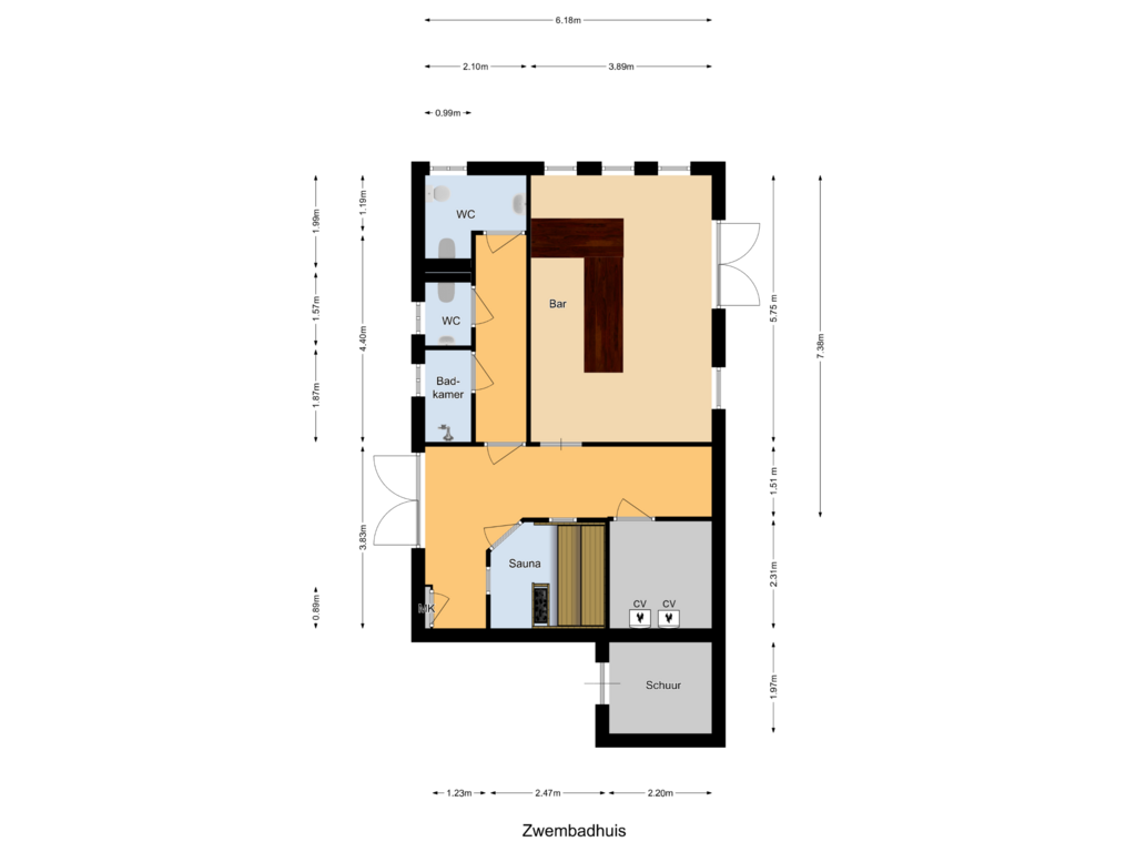 Bekijk plattegrond van Zwembadhuis van Molendijk 6