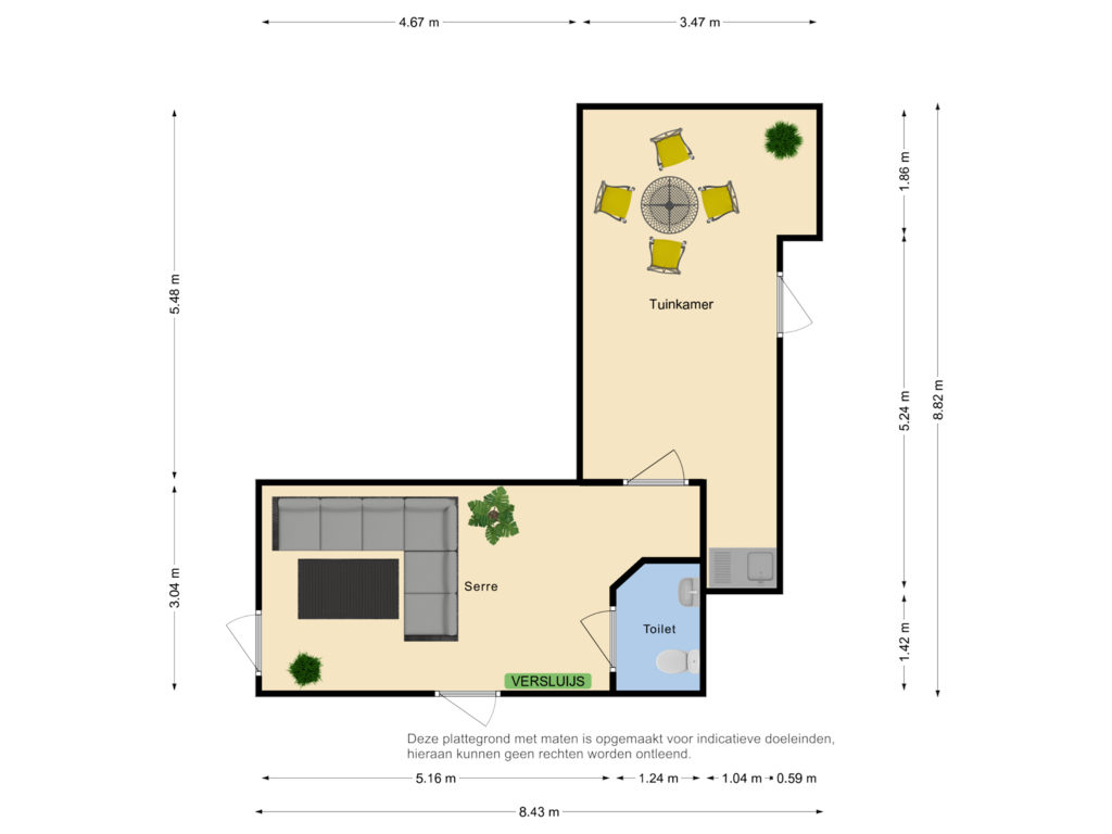 Bekijk plattegrond van Tuinkamer van St. Pieterstraat 5