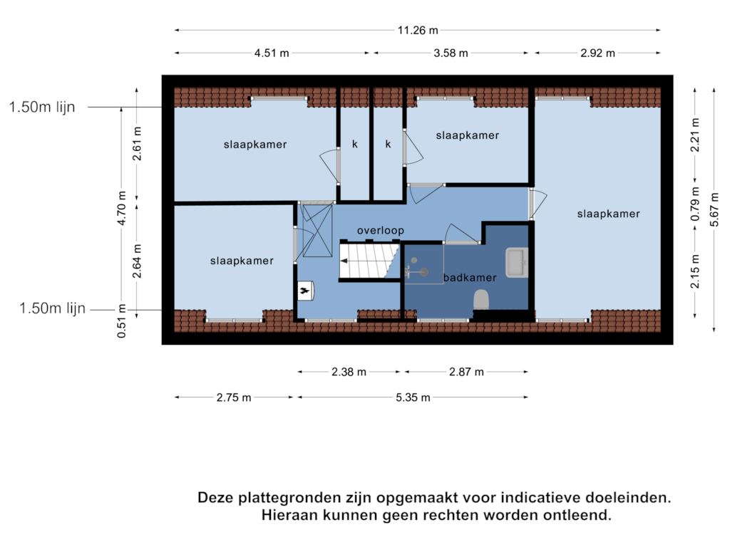 View floorplan of 1e verdieping of Garnalenweg 1