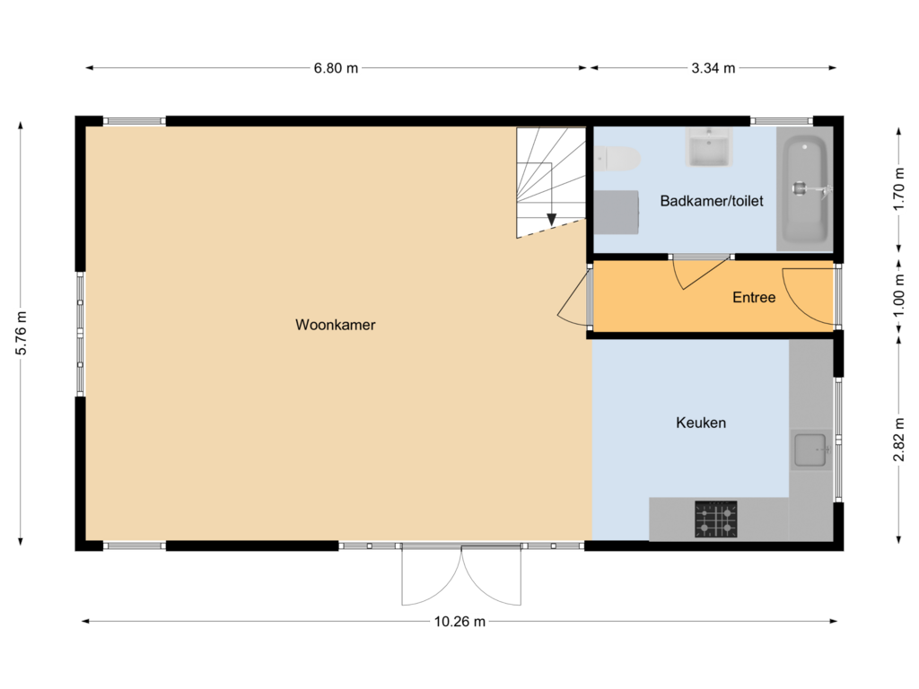 Bekijk plattegrond van Begane grond van Oosteinde 3-H33