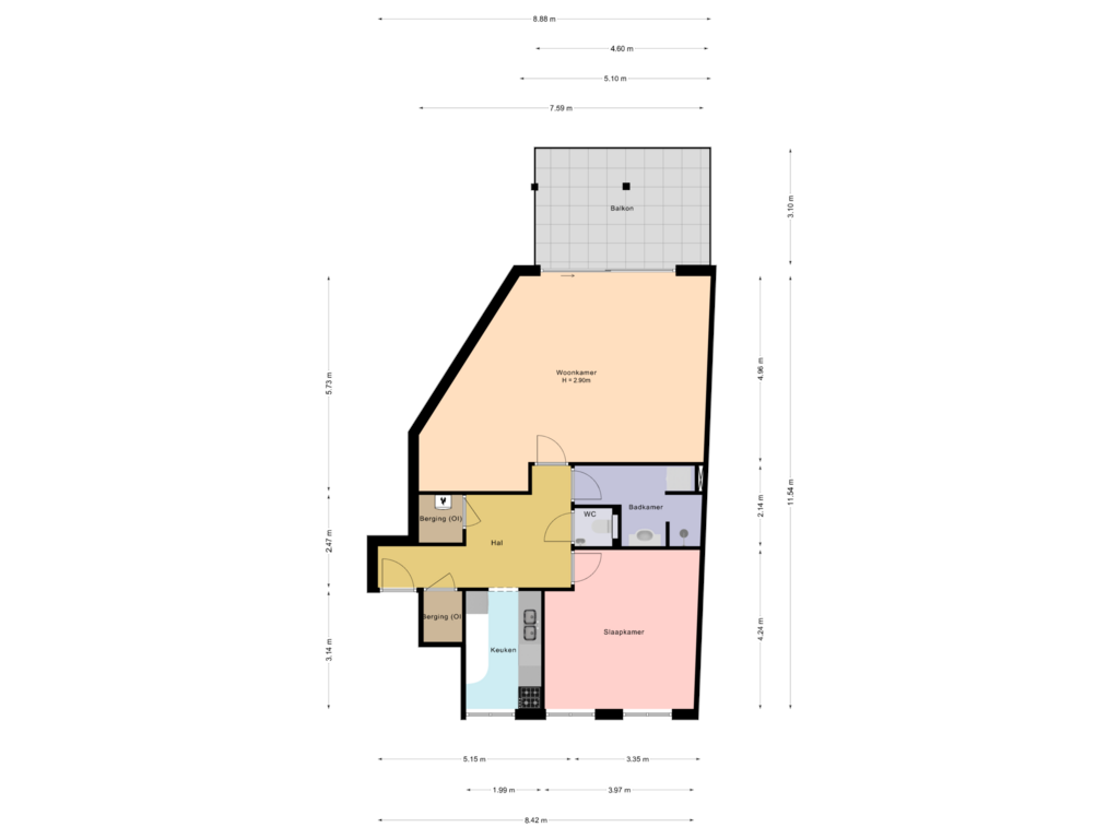 View floorplan of Appartement of Van Kinsbergenstraat 122-F