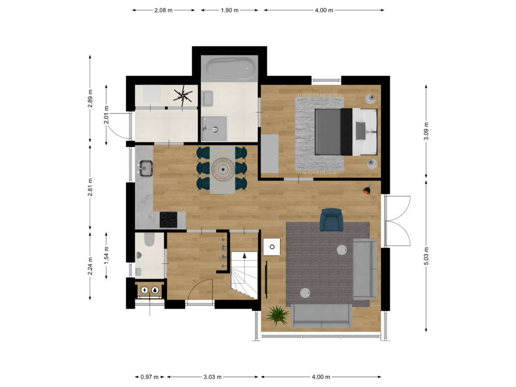 View floorplan of First floor of Mr. J.B. Kanweg 3-10