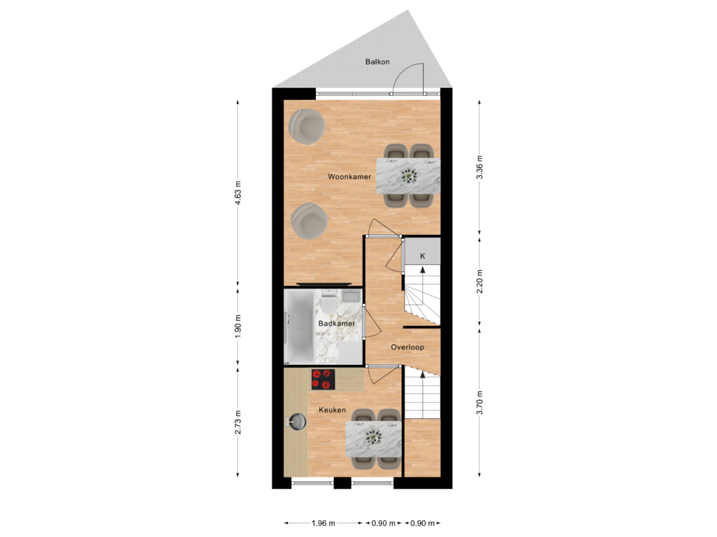 Bekijk plattegrond van 1e Verdieping van Meidoornstraat 14