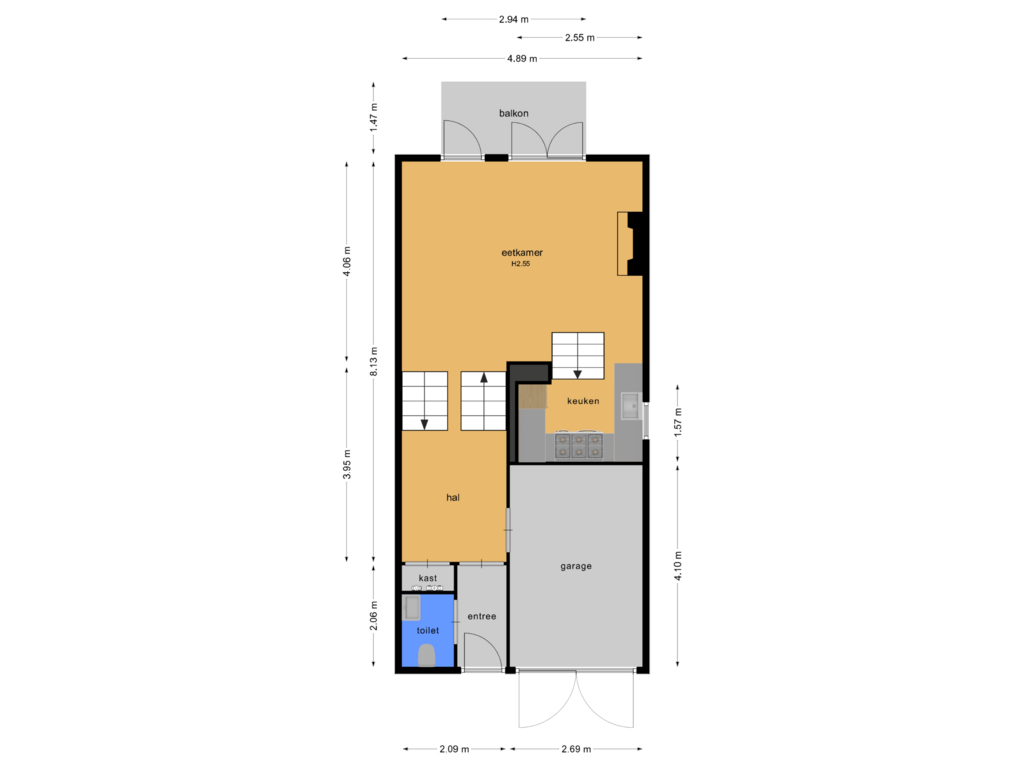 View floorplan of begane grond of Kloosterstraat 24