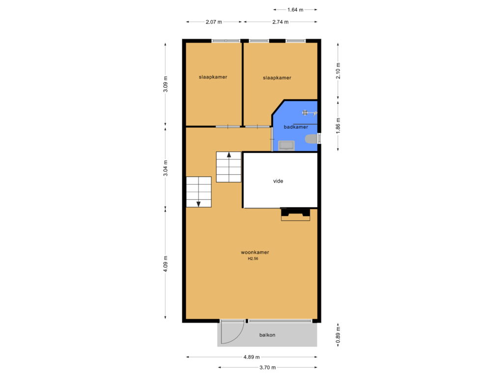 View floorplan of eerste verdieping of Kloosterstraat 24