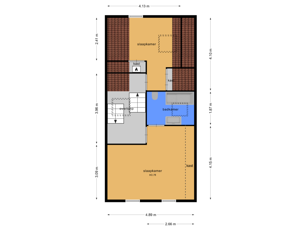 View floorplan of tweede verdieping of Kloosterstraat 24