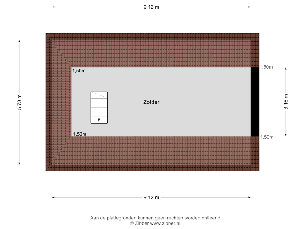 View floorplan of Derde Verdieping of Heusdenhoutseweg 21