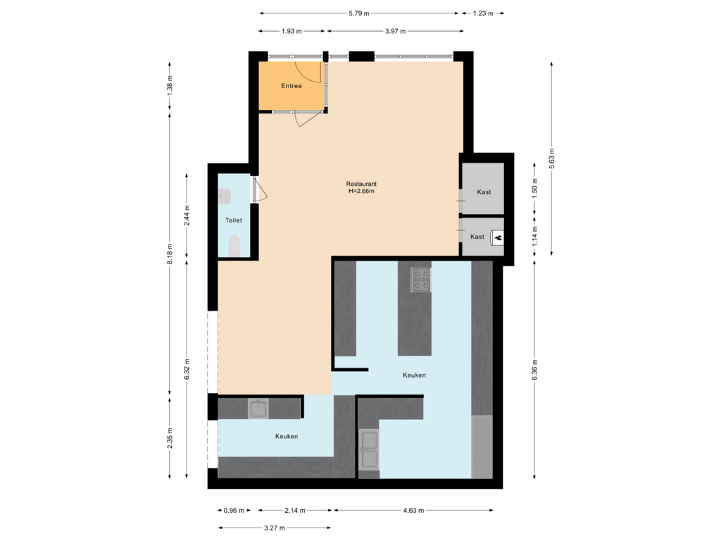 Bekijk plattegrond van Begane grond van Oude Waal 11-+ 12