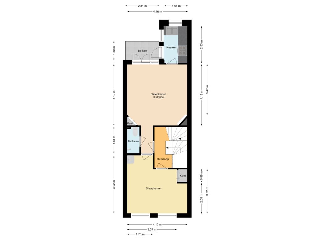 Bekijk plattegrond van Eerste verdieping - 11 van Oude Waal 11-+ 12