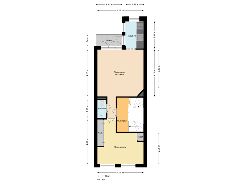 Bekijk plattegrond van Tweede verdieping - 11 van Oude Waal 11-+ 12