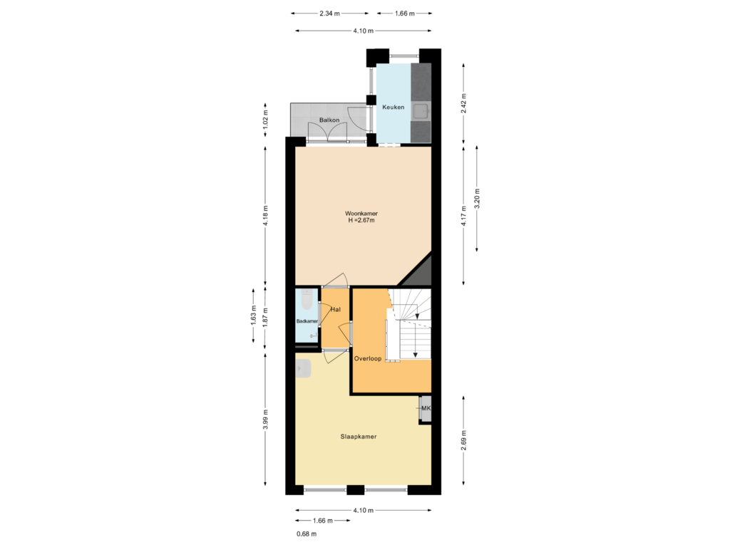 Bekijk plattegrond van Derde verdieping - 11 van Oude Waal 11-+ 12