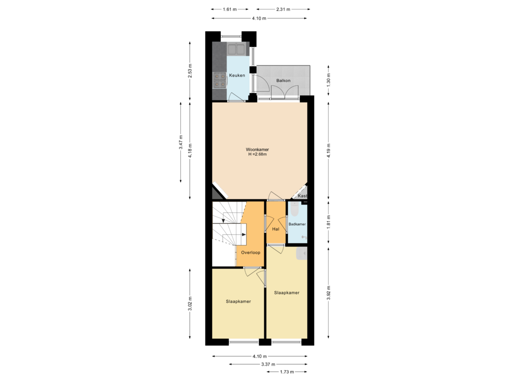 Bekijk plattegrond van Eerste verdieping - 12 van Oude Waal 11-+ 12