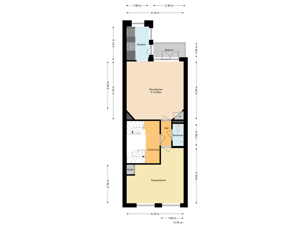 Bekijk plattegrond van Tweede verdieping - 12 van Oude Waal 11-+ 12