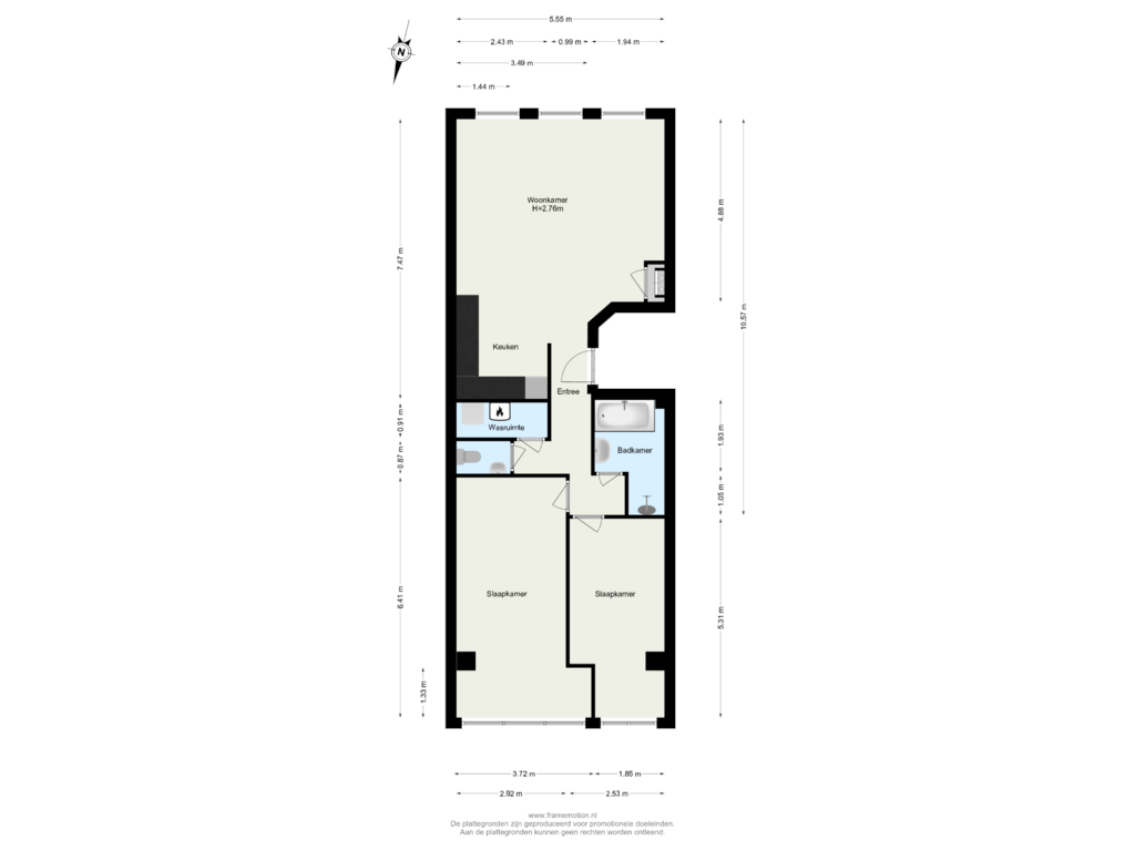 Bekijk plattegrond van Verdieping 2 van West-Kruiskade 31-B02