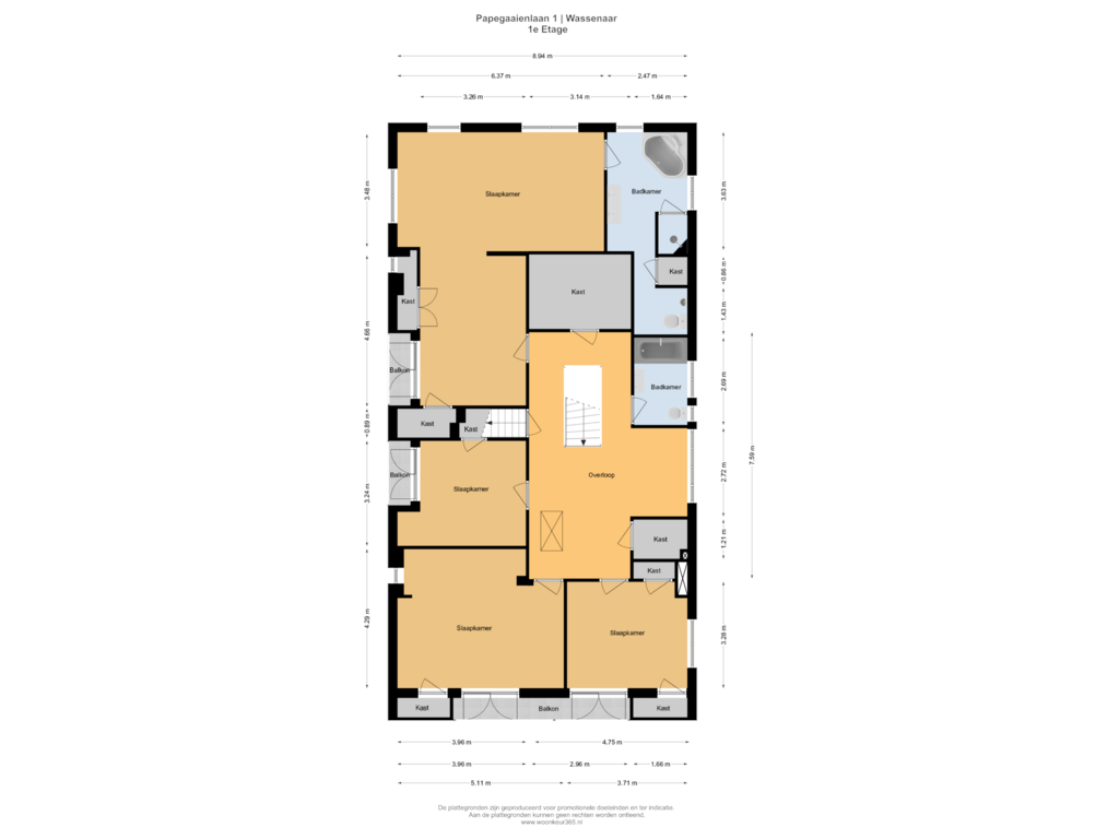 Bekijk plattegrond van 1e Etage van Papegaaienlaan 1