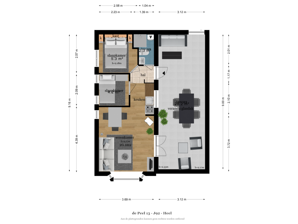 Bekijk plattegrond van BEGANE GROND van De Peel 13-J92