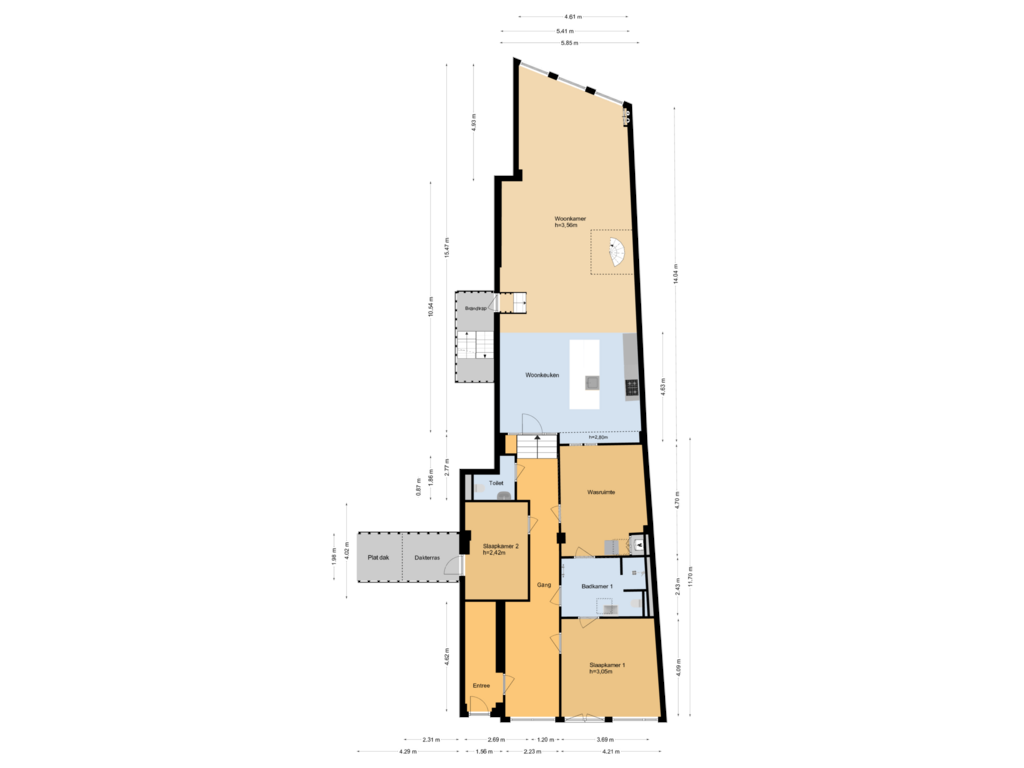 Bekijk plattegrond van 1e verdieping van Zeugstraat 13-A