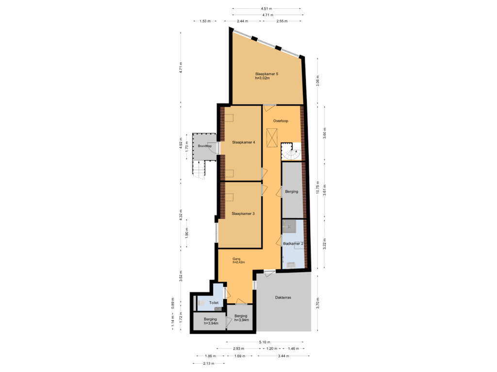 Bekijk plattegrond van 2e verdieping van Zeugstraat 13-A