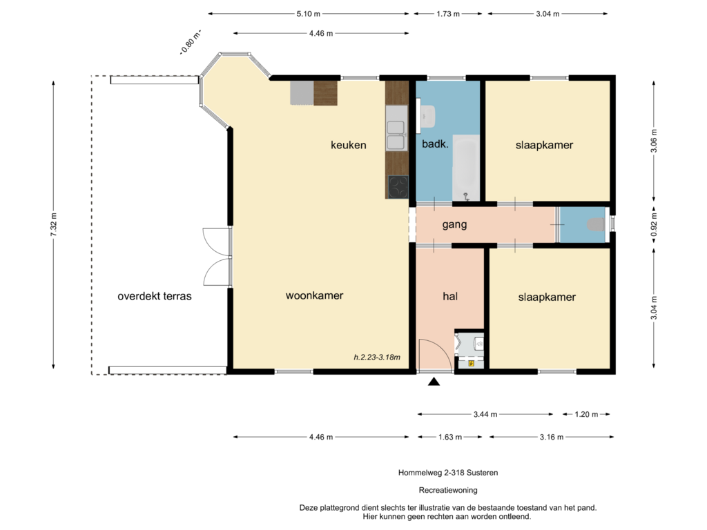 Bekijk plattegrond van recreatiewoning van Hommelweg 2-318