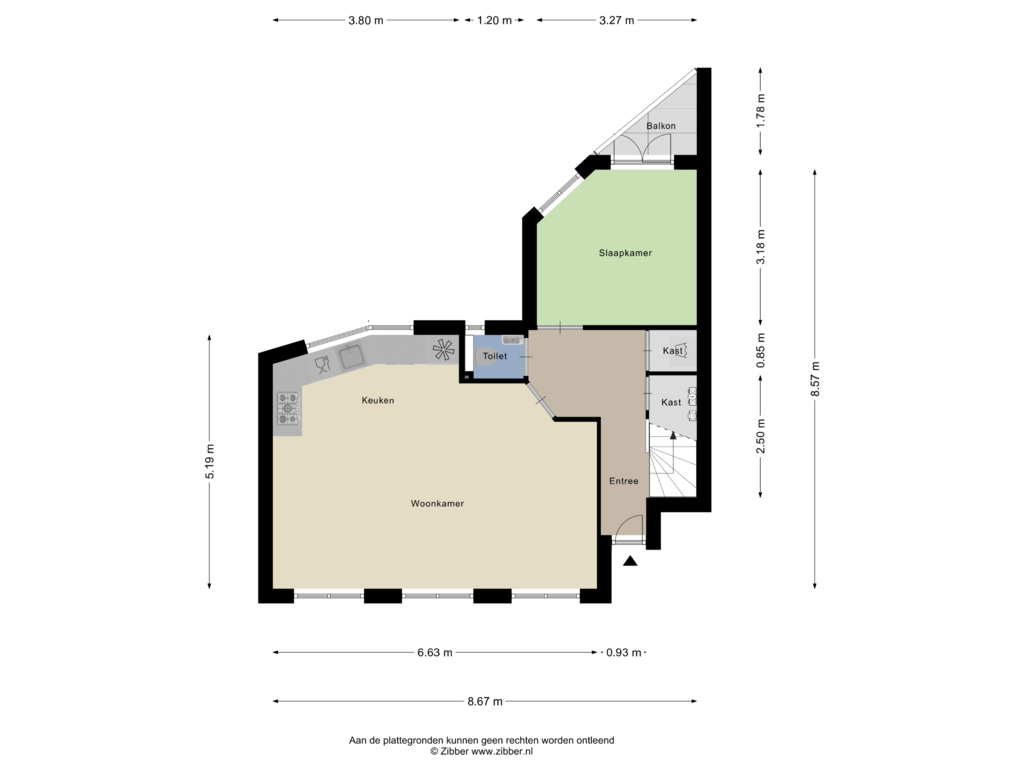 Bekijk plattegrond van Appartement 1 van Admiraal De Ruijterweg 324-3