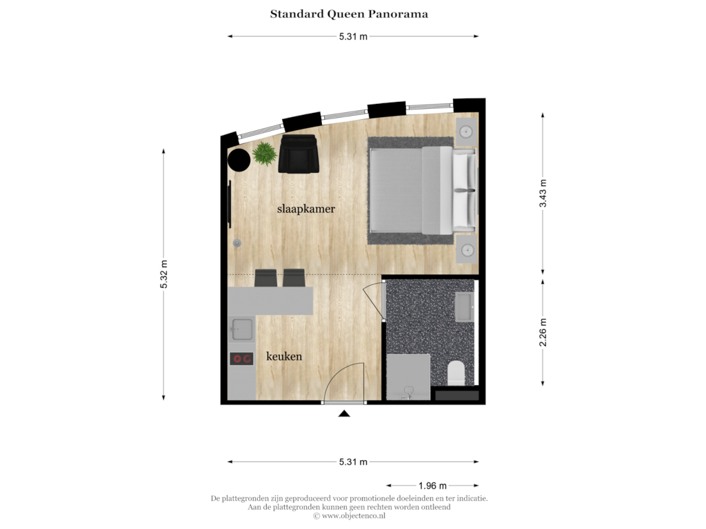 Bekijk plattegrond van STANDARD QUEEN PANORAMA van Wijnhaven 6-24