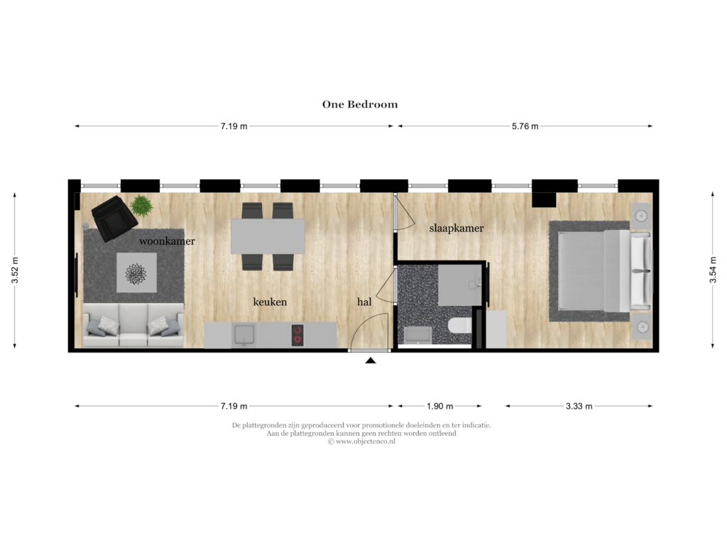 Bekijk plattegrond van ONE BEDROOM van Wijnhaven 6-24