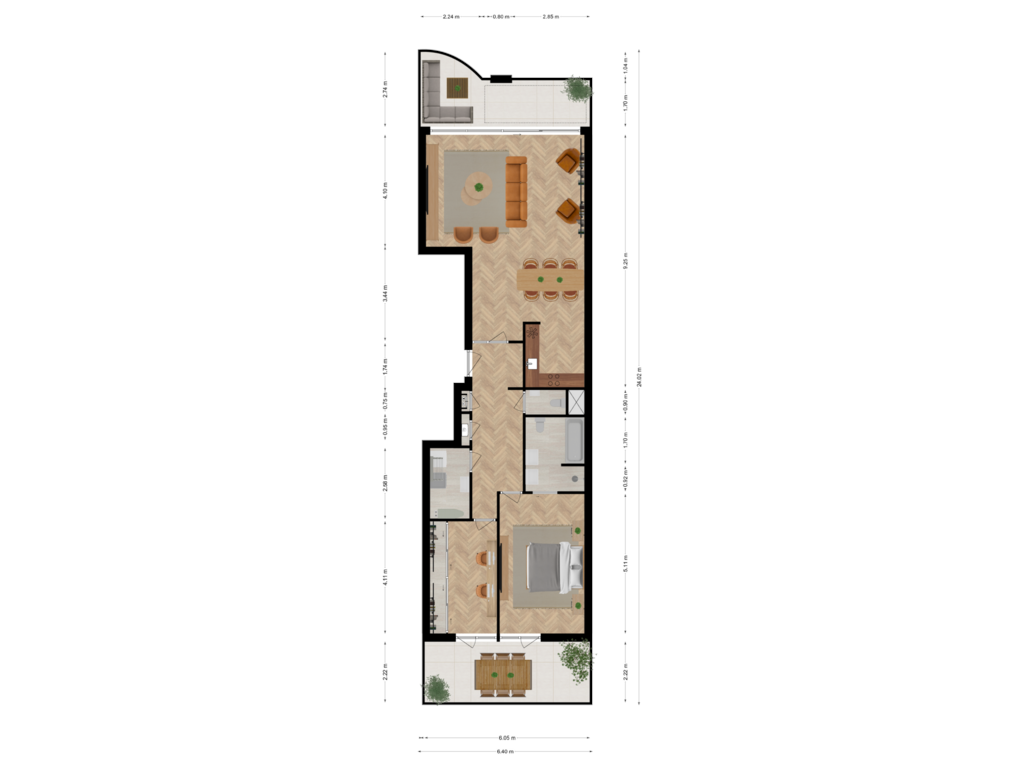 View floorplan of Appartement of Grotestraat 211-B