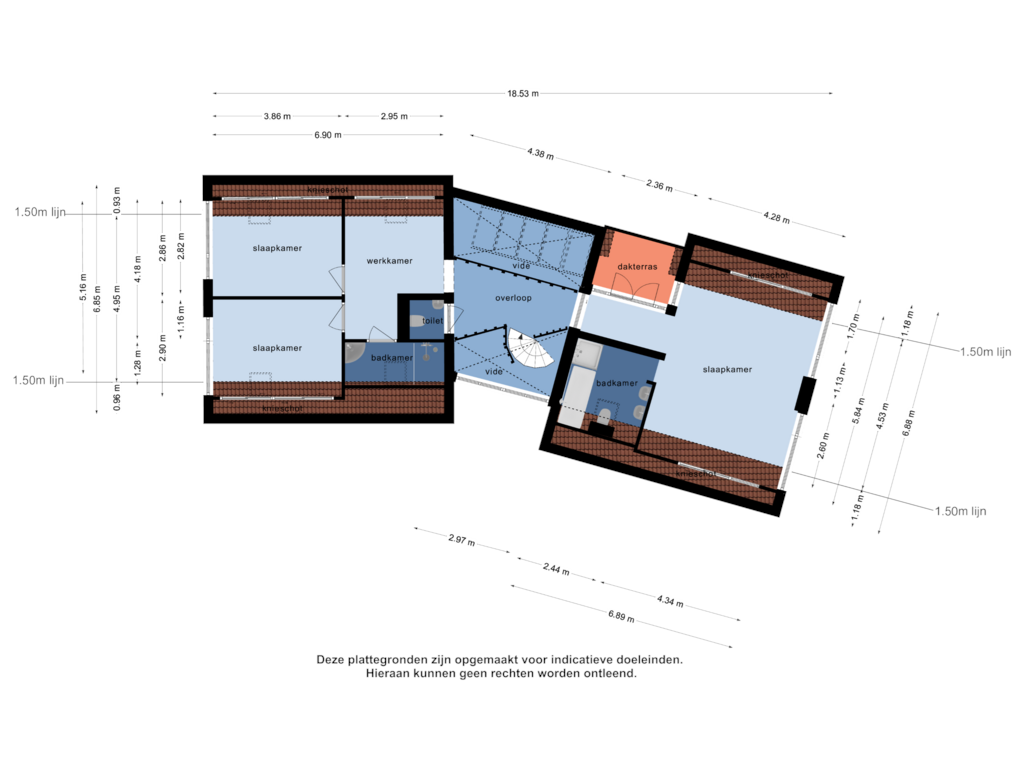 View floorplan of 1e verdieping of Kreekslagweg 8