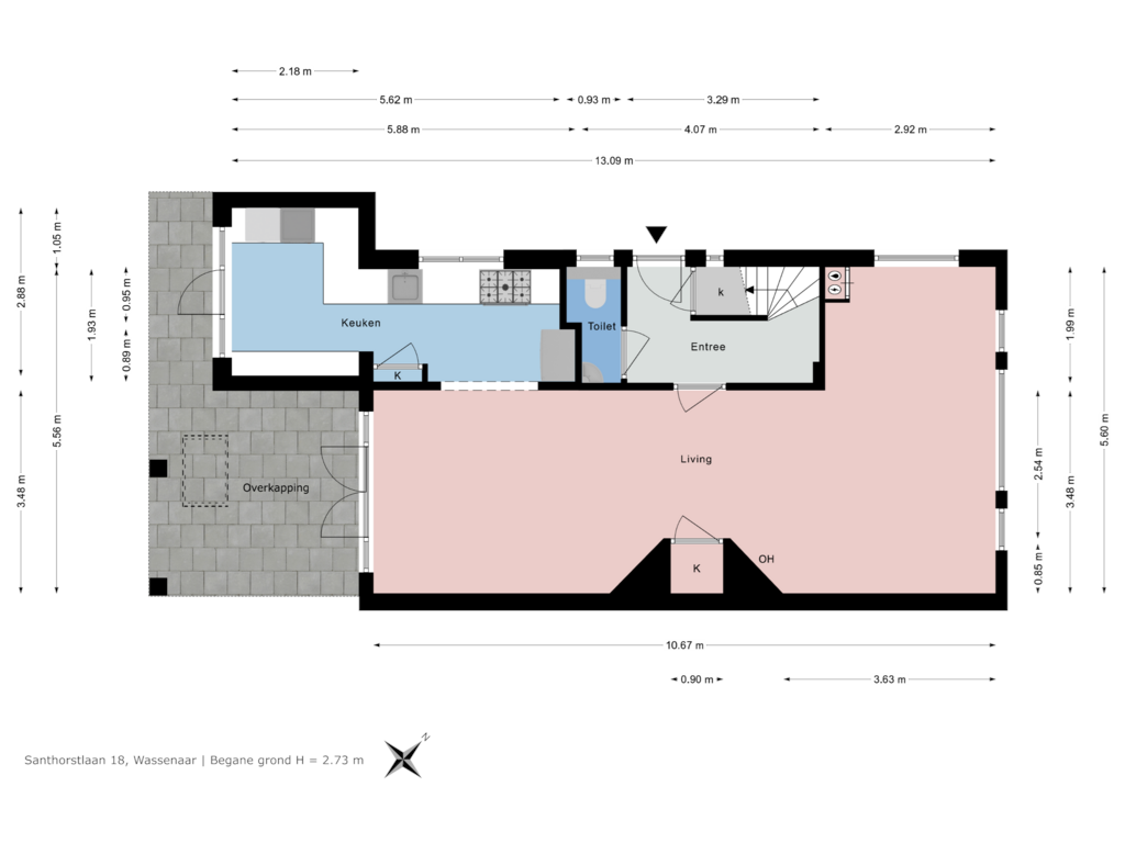 View floorplan of Begane grond of Santhorstlaan 18