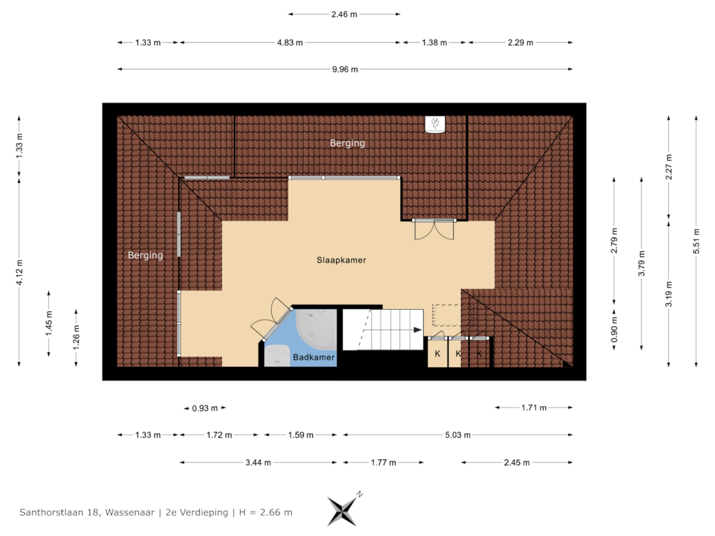 View floorplan of 2e Verdieping of Santhorstlaan 18