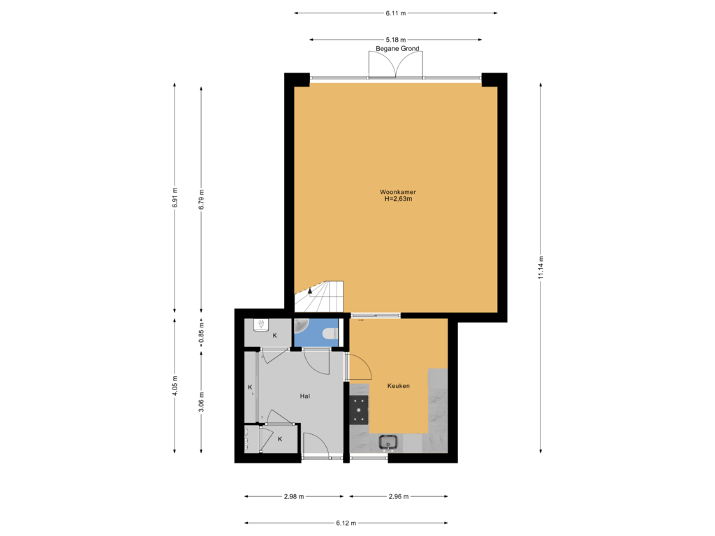 View floorplan of Begane Grond of Elzendreef 108