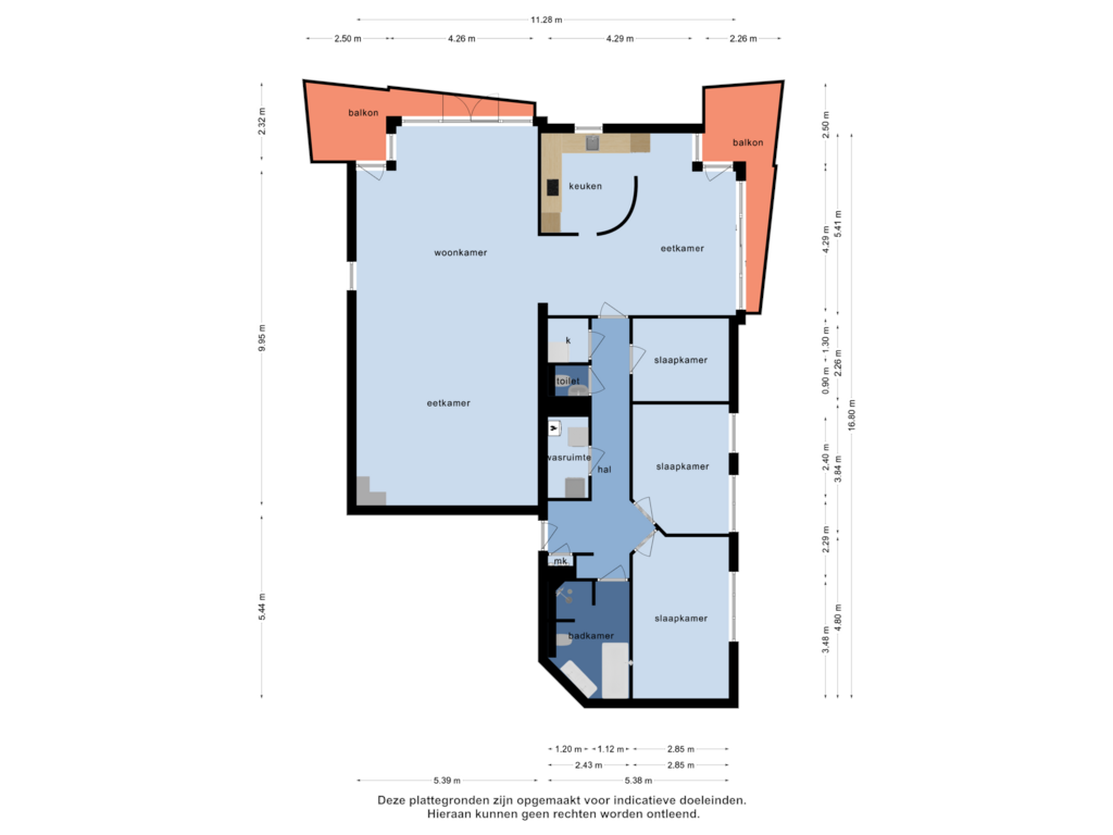 View floorplan of 3e verdieping of Vorstenhof 50