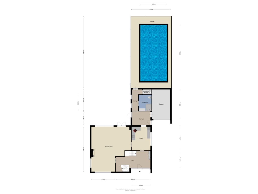 Bekijk plattegrond van Begane grond van Diergaarderstraat West 15