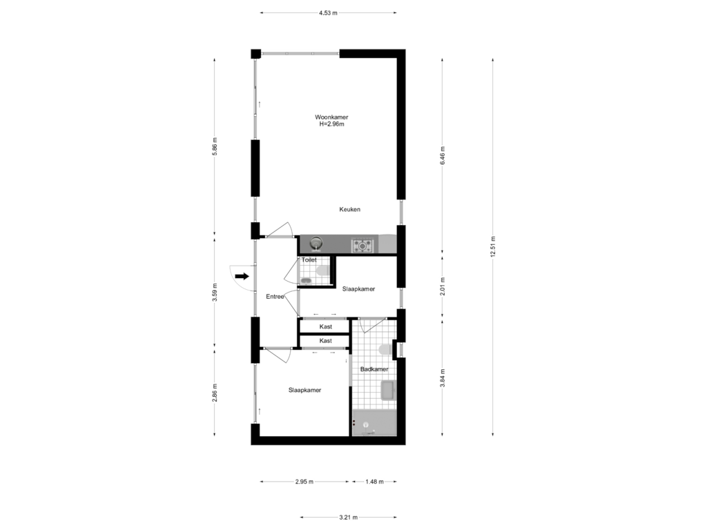 View floorplan of Appartement of Zuiderweg 2-216