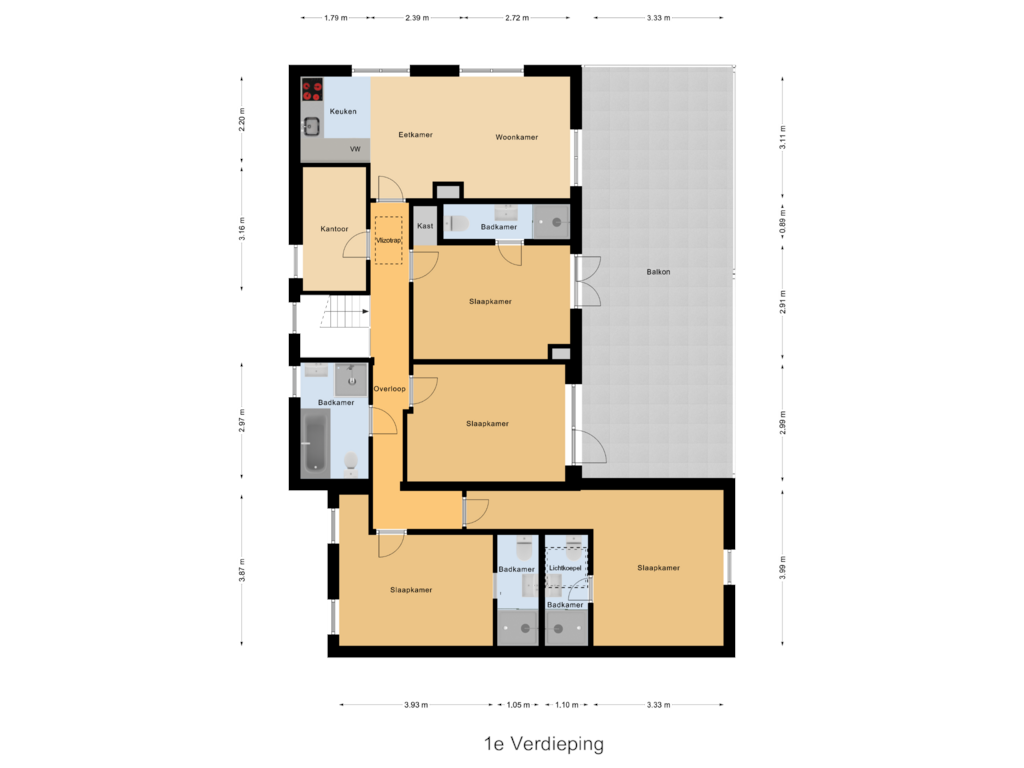 View floorplan of 1e Verdieping of Zeelandsestraat 34