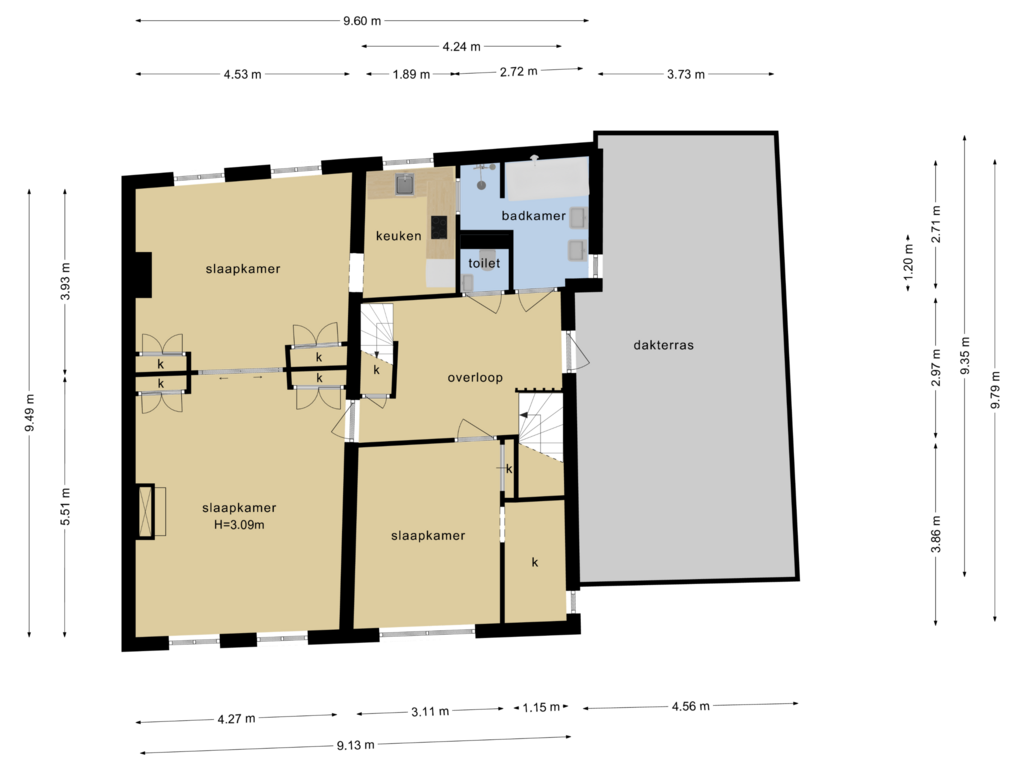 Bekijk plattegrond van 1e verdieping van Hoogstraat 88