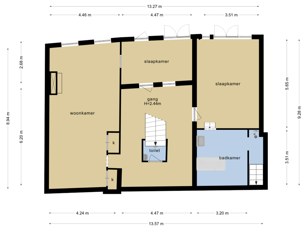 Bekijk plattegrond van Souterrain van Hoogstraat 90