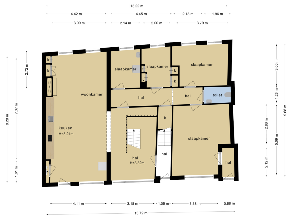 View floorplan of Begane grond of Hoogstraat 90