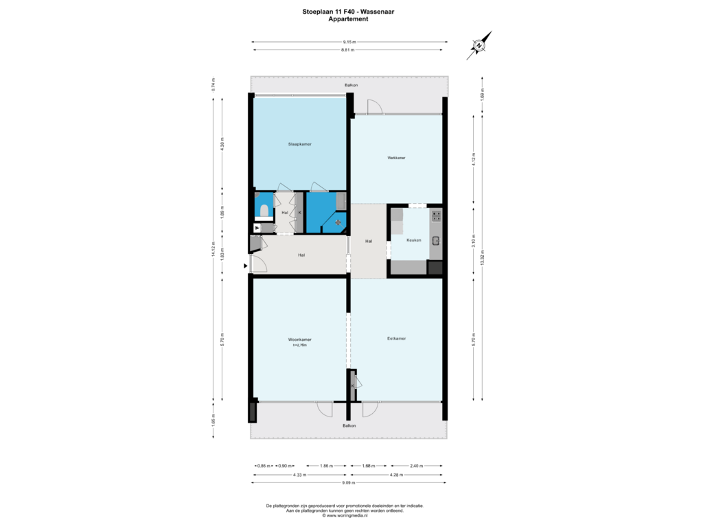 View floorplan of Appartement of Stoeplaan 11-F40