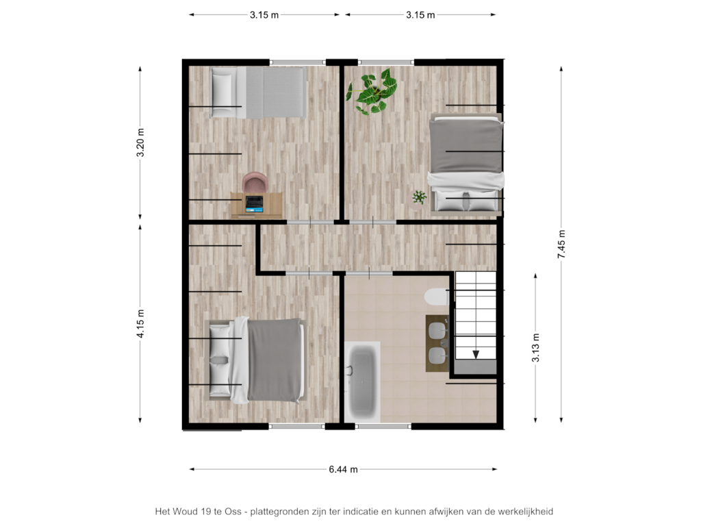 Bekijk plattegrond van Het Woud 19 te Oss - Eerste verdieping van Het Woud 19