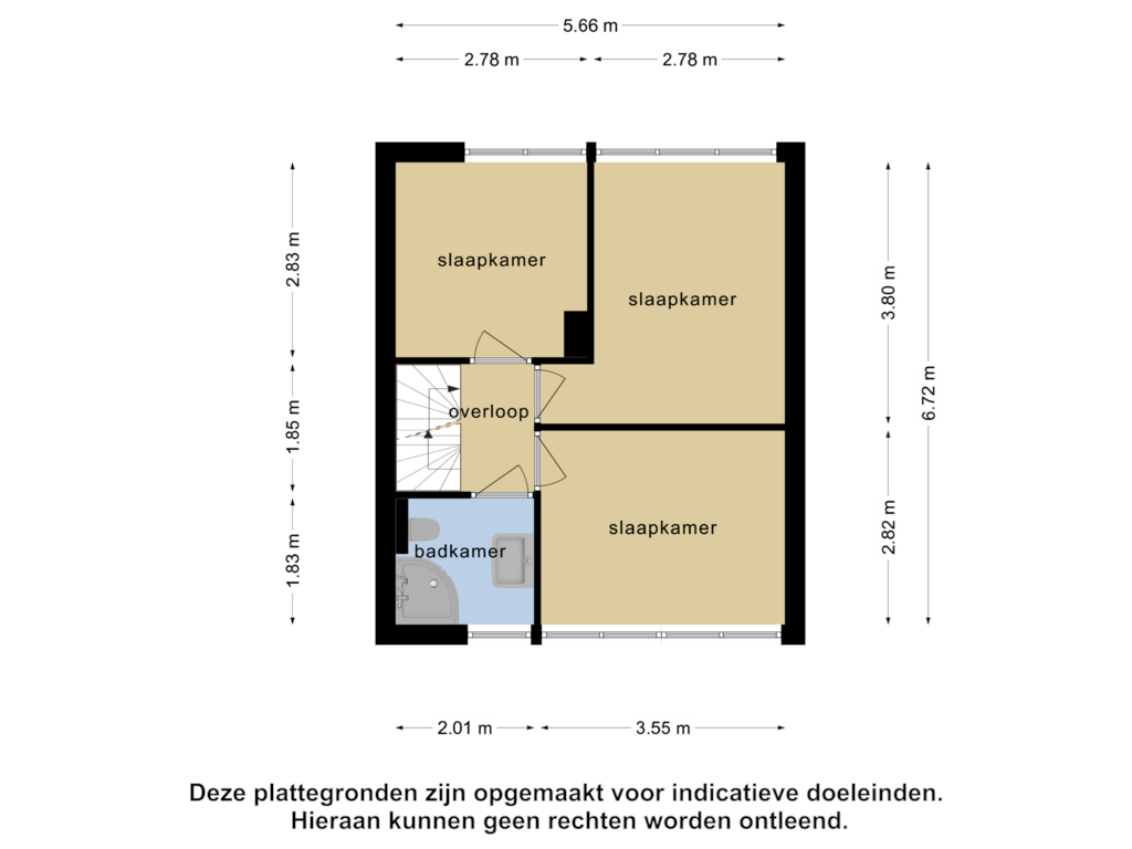 View floorplan of 1e verdieping of Burgemeester van Claarenbeekstraat 34