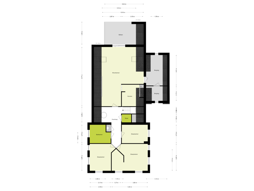 Bekijk plattegrond van 1e Verdieping van Bongersstraat 80