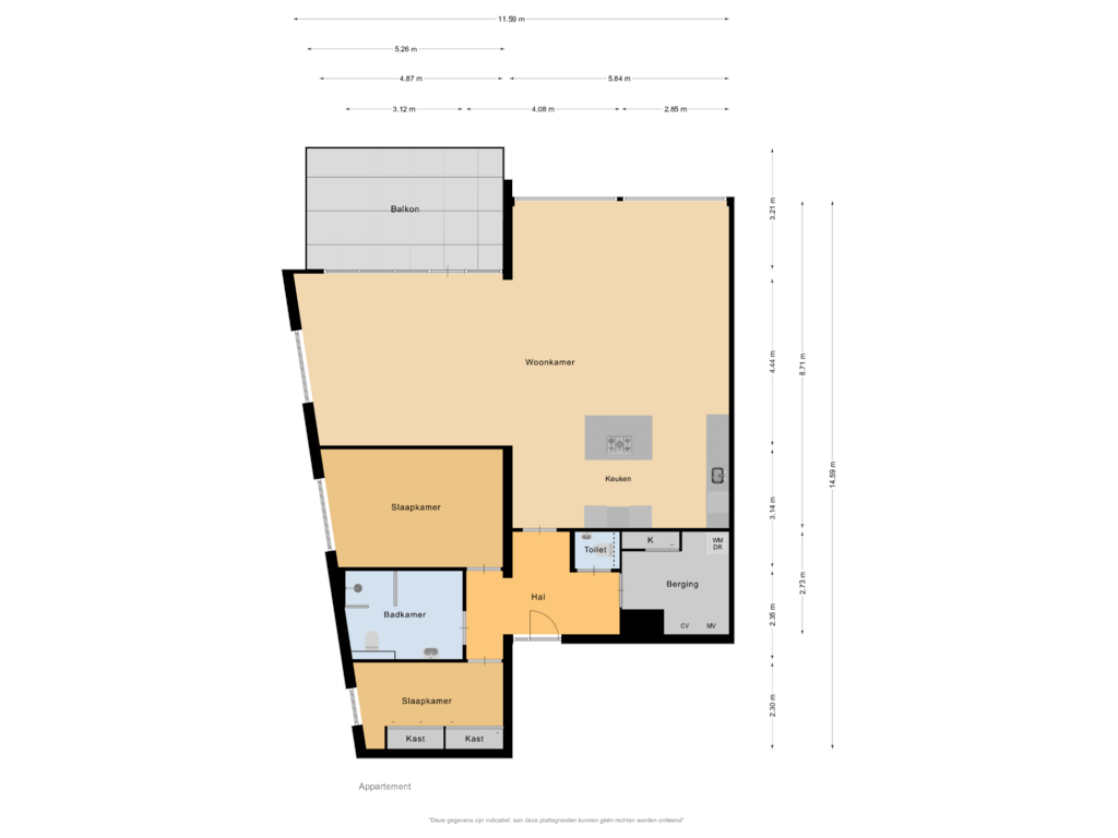 View floorplan of Appartement of Koolhovenstraat 27