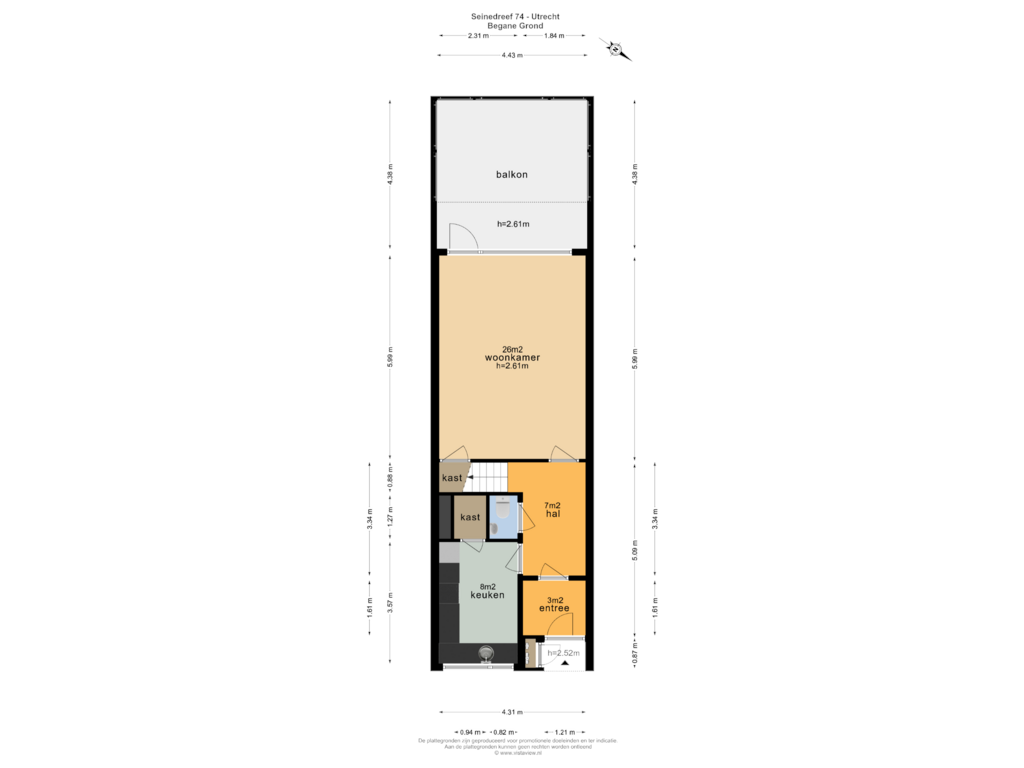 Bekijk plattegrond van BEGANE GROND van Seinedreef 74