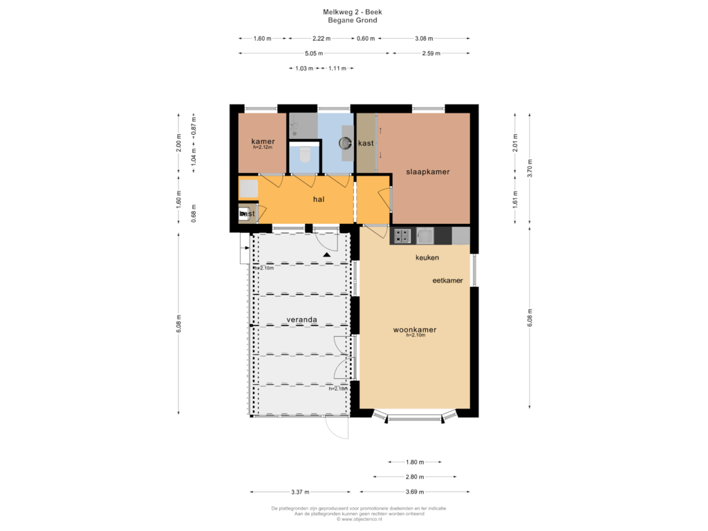 Bekijk plattegrond van BEGANE GROND van Melkweg 2-38