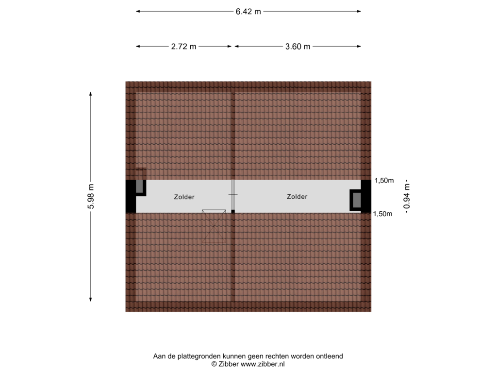 View floorplan of Zolder of Akkerweg 5-A