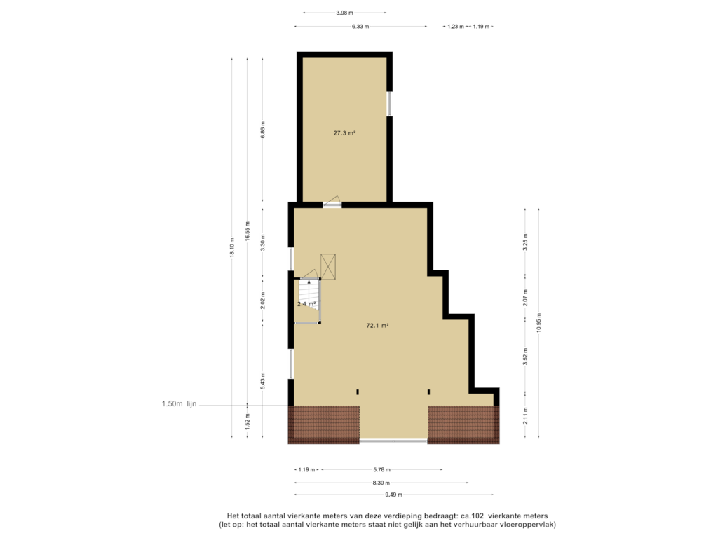 Bekijk plattegrond van BOG  - 1e verdieping van Dorpsstraat 72-- 76